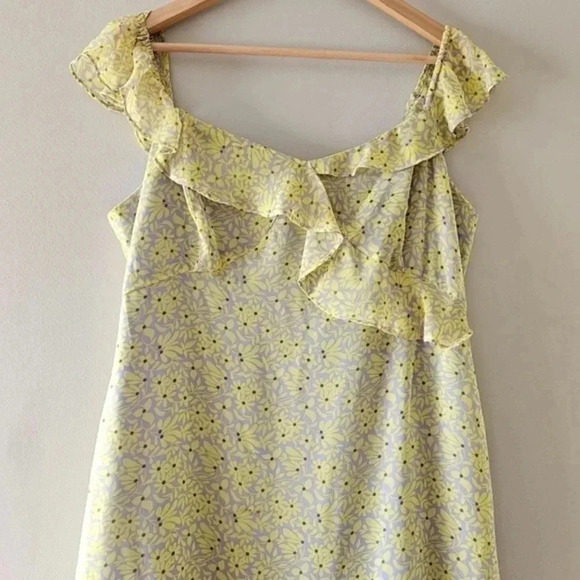 Nanette Lepore Women's Floral Ruffled Midi Dress In Lemon Meringue Size  16. - Picture 7 of 15